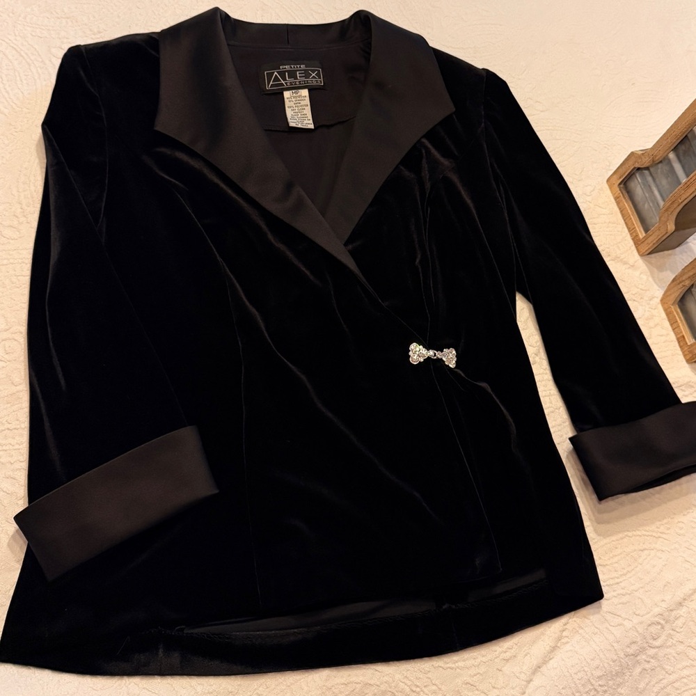 Alex Evenings Petite Black Satin Dress